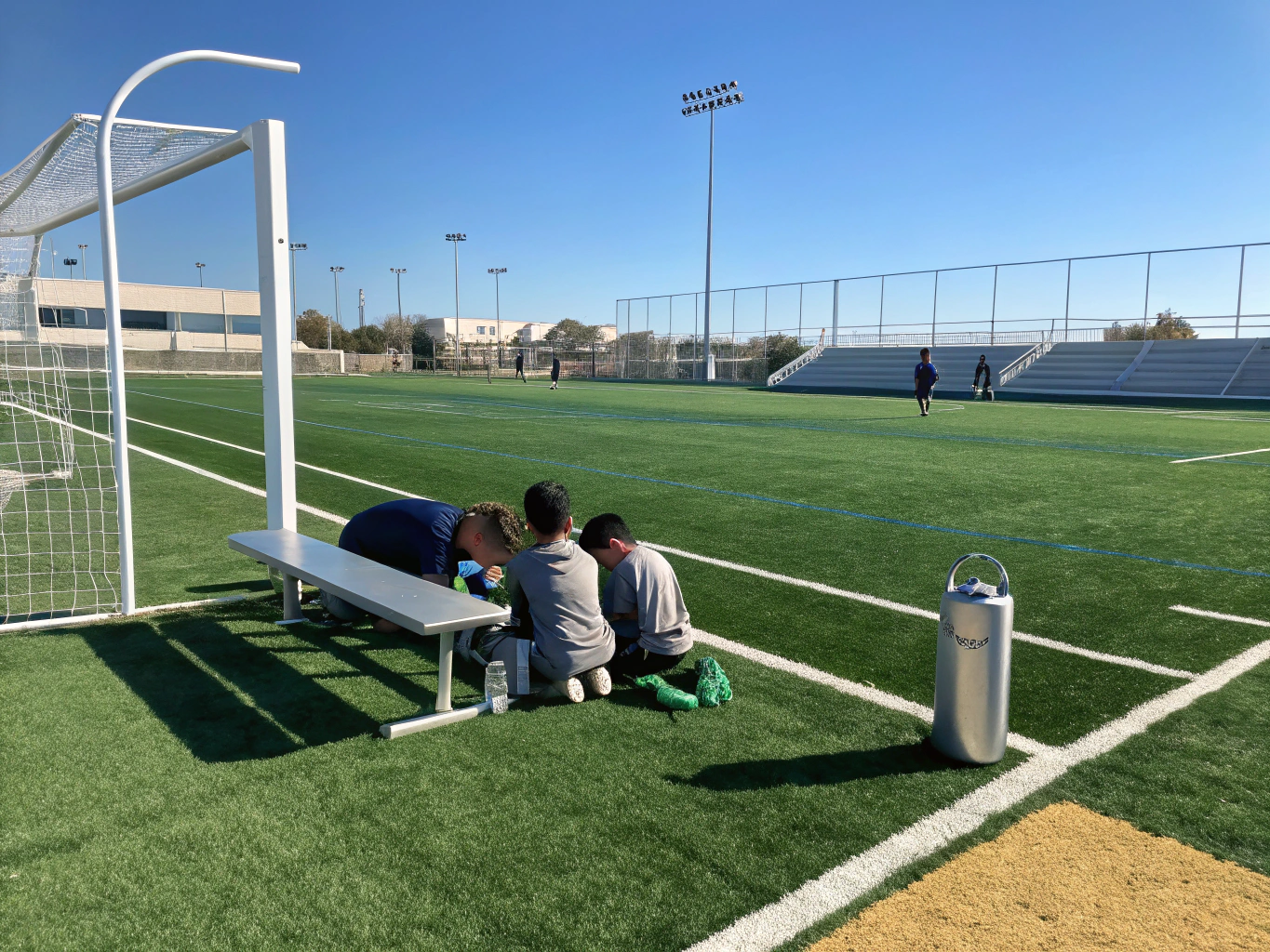 Multi-sport synthetic turf practice field with crisp field boundary lines in Wylie