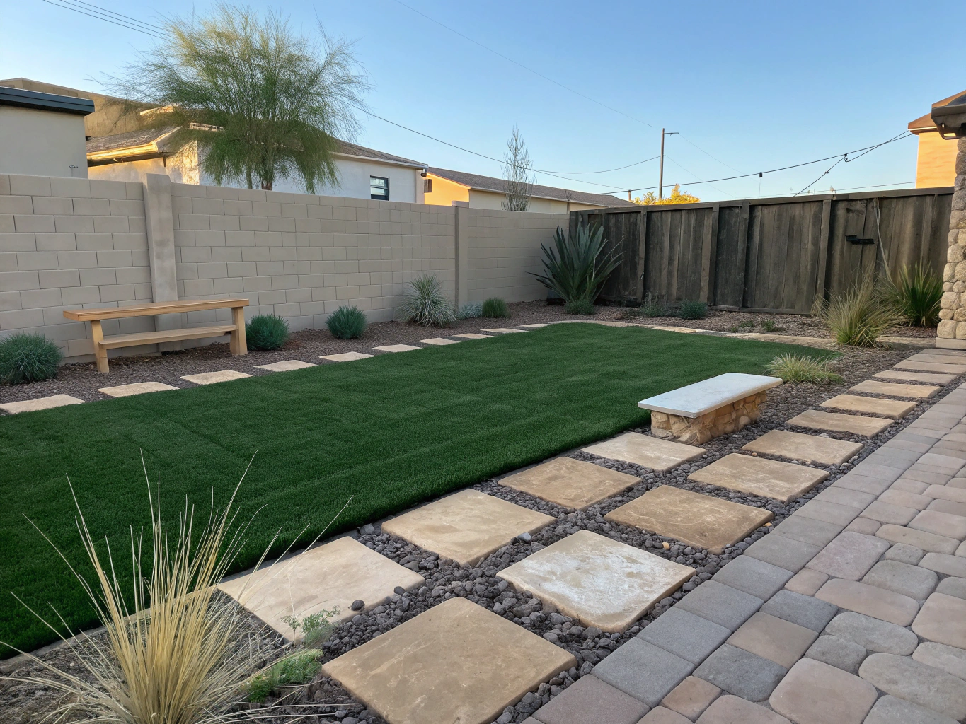 Backyard lawn and pool border residential synthetic turf installation in Wylie TX