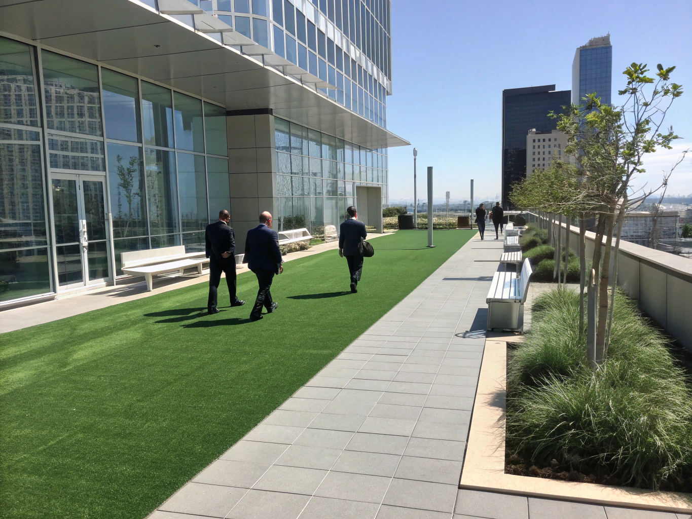Corporate Office Courtyard synthetic turf installation in Wylie, TX