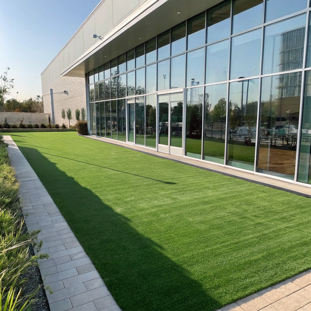 Commercial retail artificial turf landscaping