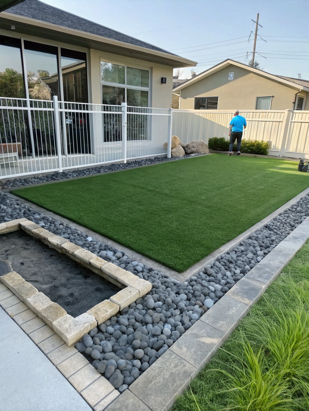 Acreage residential estate featuring lush synthetic turf lawn installation