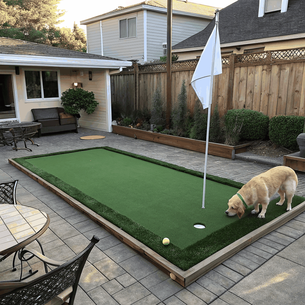 Pet turf installation for backyard dog run