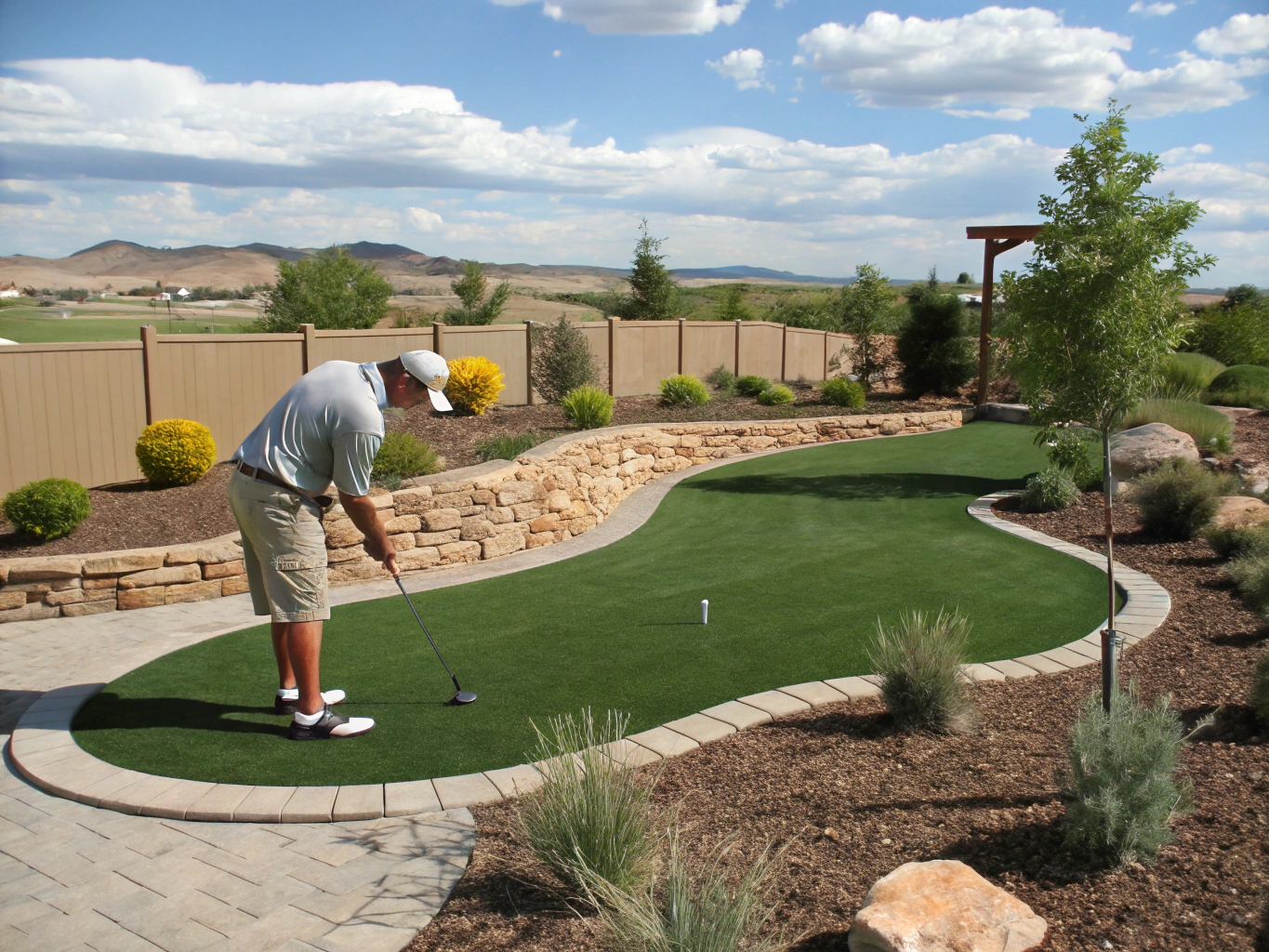 Poolside Putting and Chipping Area installation in Allen, TX