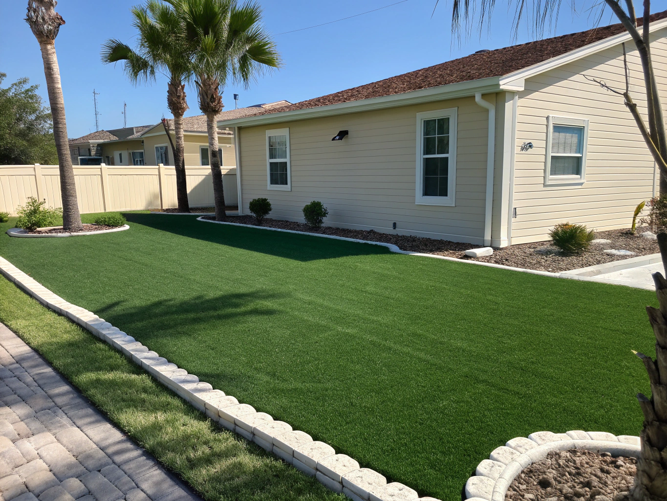 Full property residential artificial grass lawn transformation in Plano TX