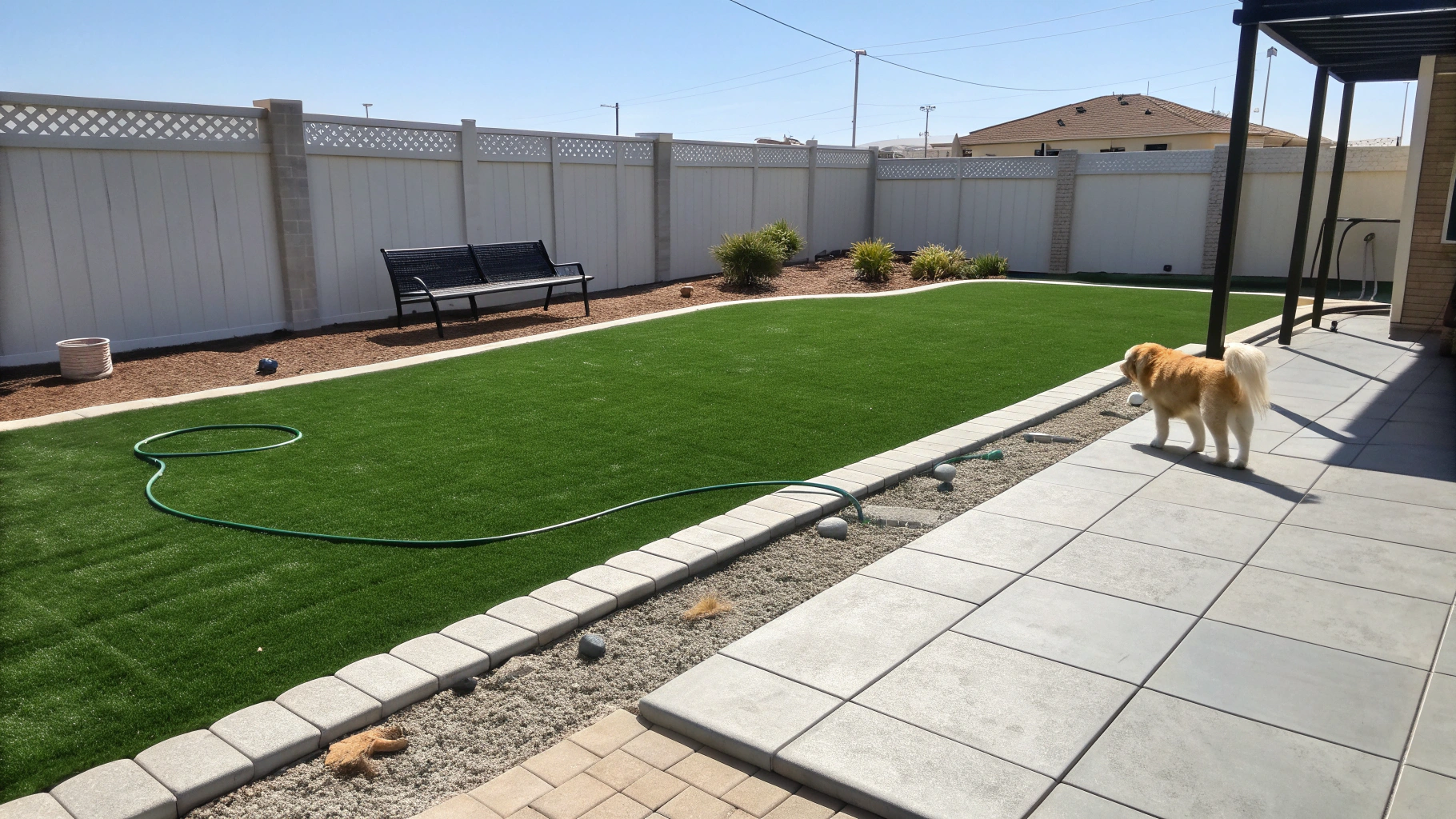 Synthetic grass installation in North Texas neighborhood