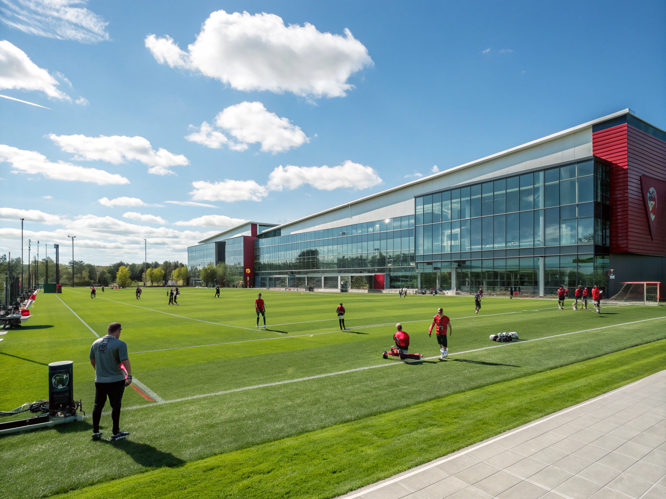 High-performance multi-sport artificial turf field and outdoor conditioning area