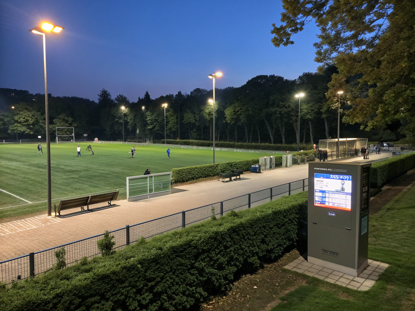 Recreational play equipment installed on durable green artificial turf