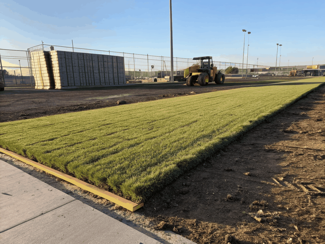 Sod cutter machine stripping old lawn down to subgrade in Wylie